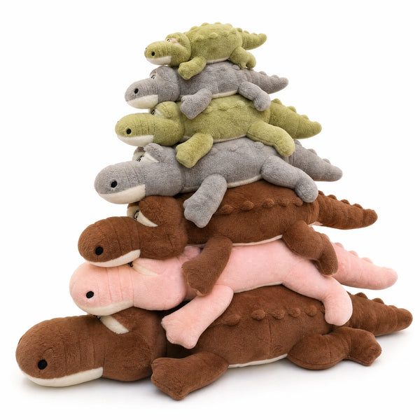 Peluche Crocodile Géante aux Yeux Expressifs - Fond blanc