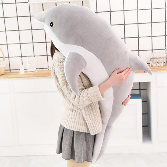 Peluche Dauphin Géant - Azur Le Joueur™ 30 cm / Gris