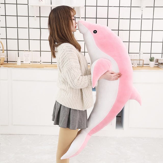 Peluche Dauphin Géant - Azur Le Joueur™ 30 cm / Rose