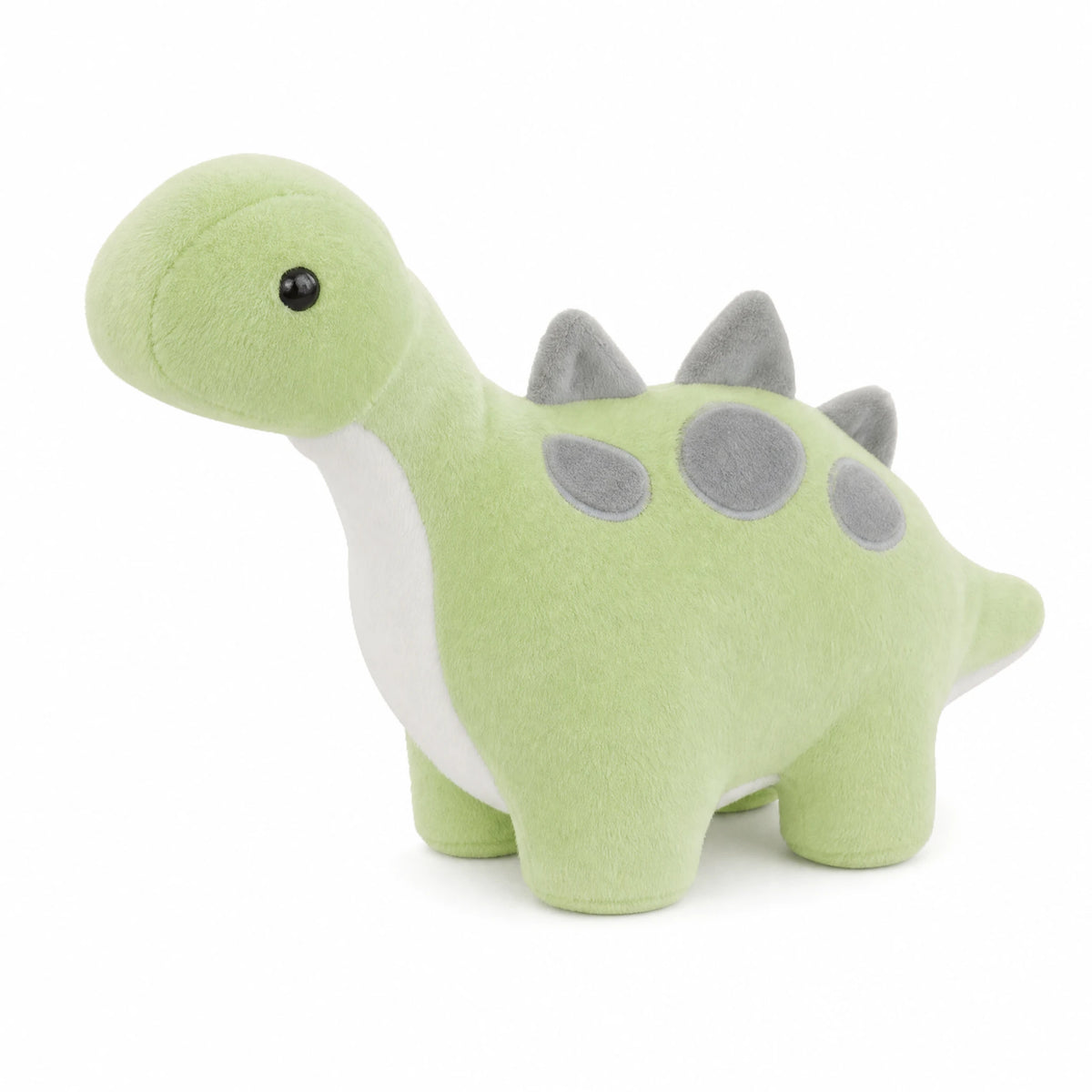 Peluche Dinosaure Diplodocus Vert Tacheté Gris - Fond blanc