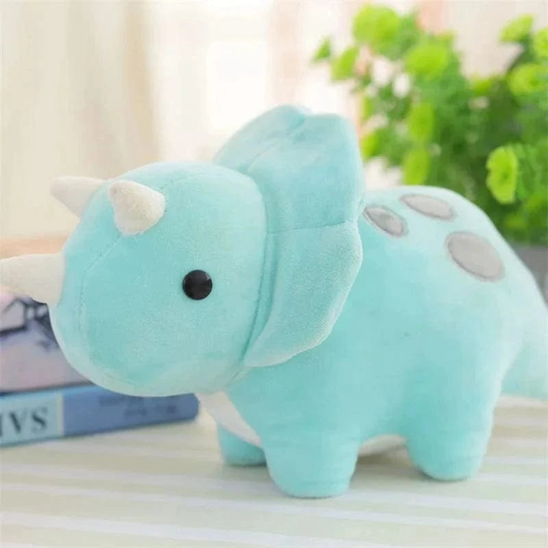 Peluche dinosaure petit triceratops bleu