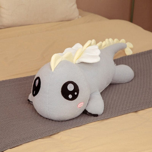 Peluche dragon géant aux gros yeux 90cm / Gris