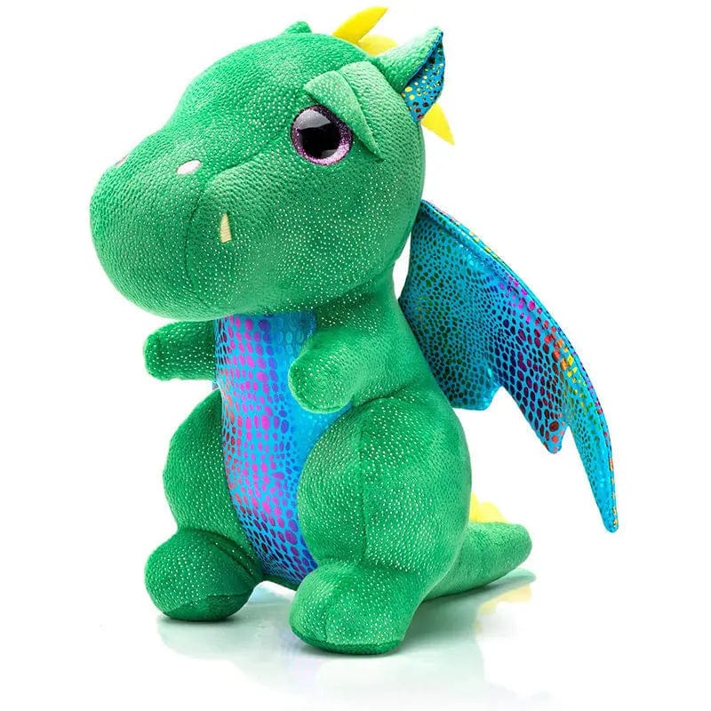 Peluche dragon noir/vert au ventre brillant