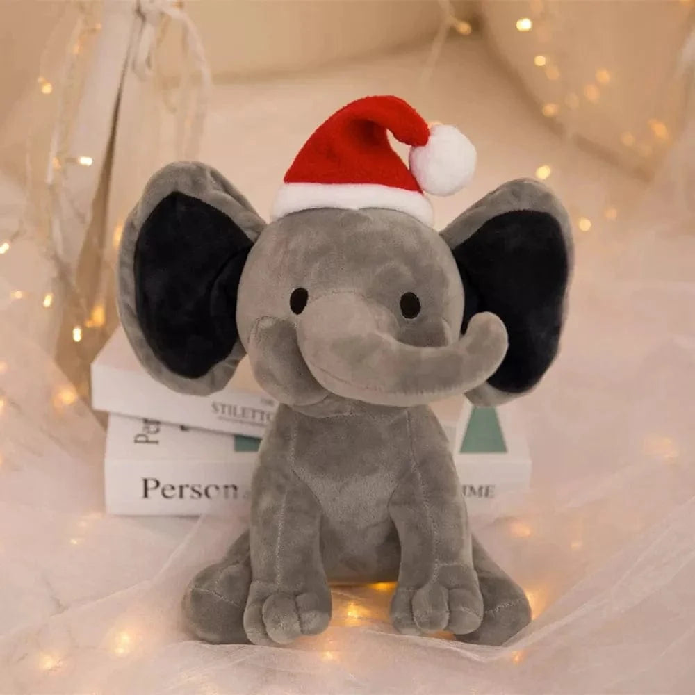 Peluche éléphant de noël avec sa trompe tordue Gris / 25cm