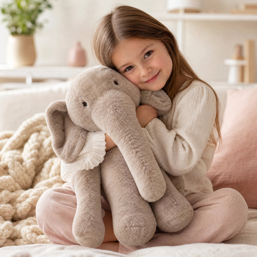 Peluche Éléphant Géante Grise au Toucher Ultra Doux - Utilisation du produit