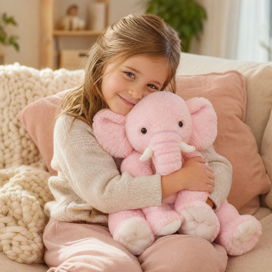 Peluche éléphant rose moelleuse aux petites défenses - Utilisation du produit