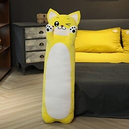 Peluche géante animale en forme de chat jaune et câline