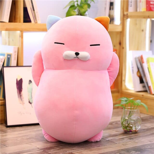 Peluche géante chat rose câlin et docile