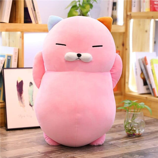 Peluche géante chat rose câlin et docile