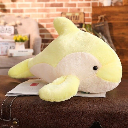 Peluche géante dauphin jaune au poil doux Dauphin jaune / 75 CM