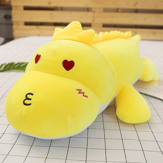 Peluche géante dinosaure mignonne aux grands yeux de cœur