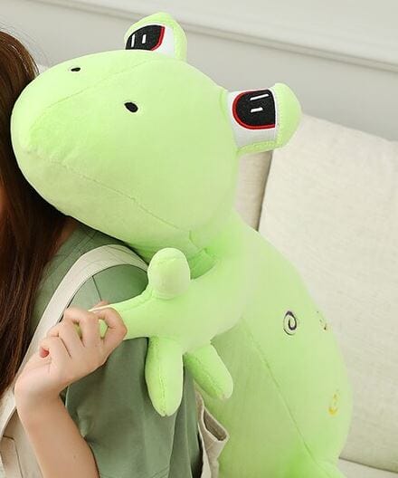 Peluche géante reptile aux gros yeux Lézard vert / 100 CM