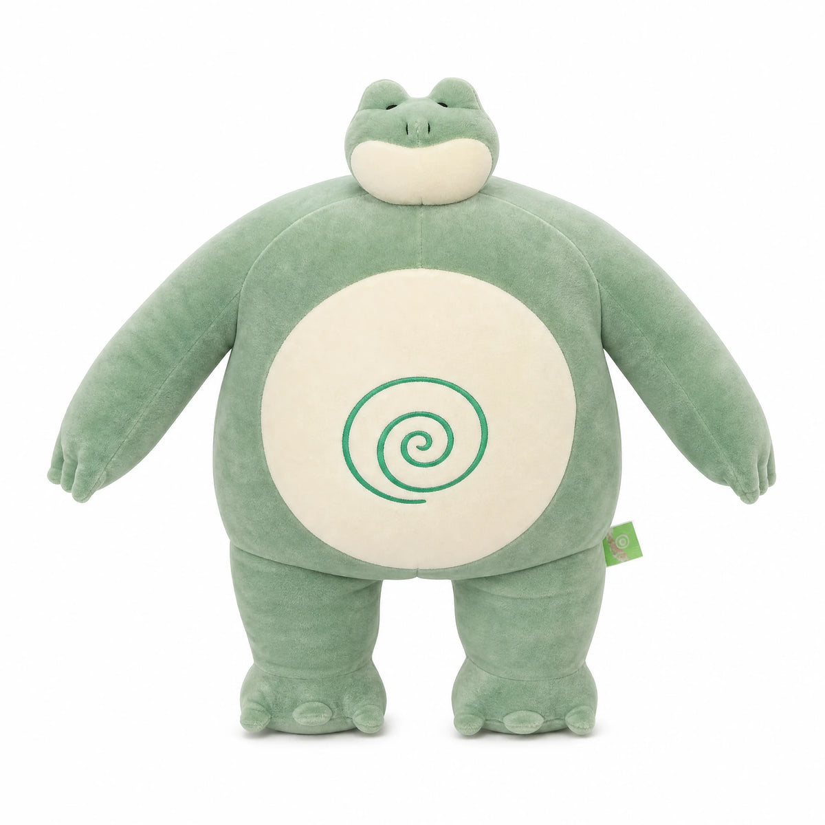 Peluche grenouille géante bodybuildée avec spirale ventrale - Fond blanc