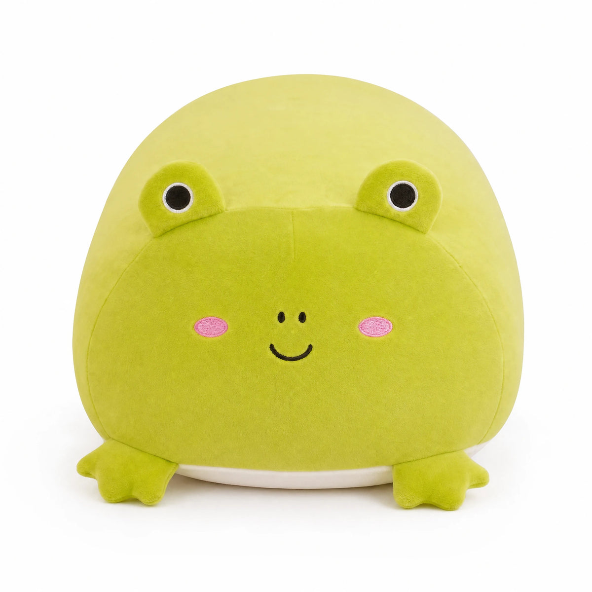 Peluche Grenouille Verte Souriante Ultra Moelleuse - Fond blanc