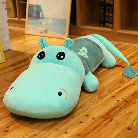 Peluche Hippopotame Bleu Vert 100cm