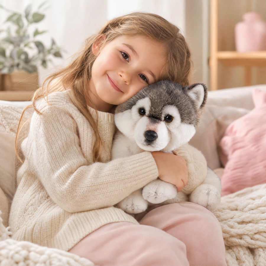 Peluche Husky Assise Gris et Blanc Réaliste - Utilisation du produit