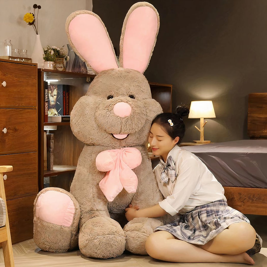 Peluche lapin marron géant