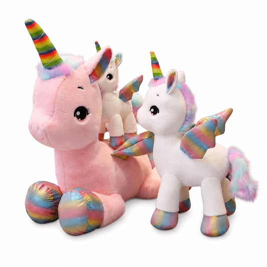 Peluche Licorne Arc-en-Ciel avec Détails Multicolores - Fond blanc