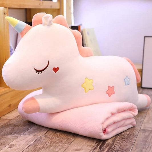 Peluche Licorne Blanche Et Rose - Galaxie™ 50 cm
