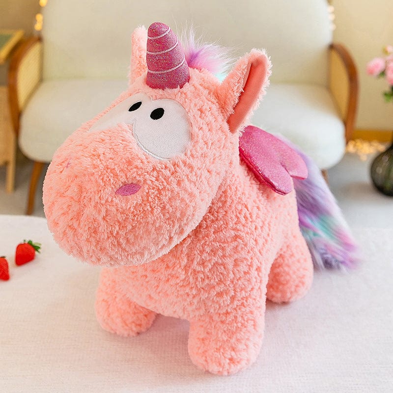 Peluche licorne coloré magique avec ailes pailletées Rose / 30cm