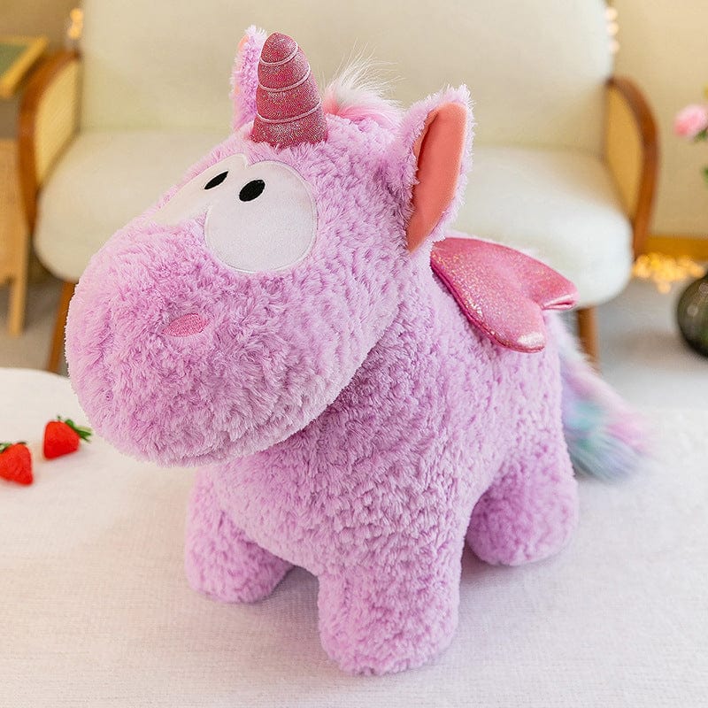 Peluche licorne coloré magique avec ailes pailletées Violet / 30cm