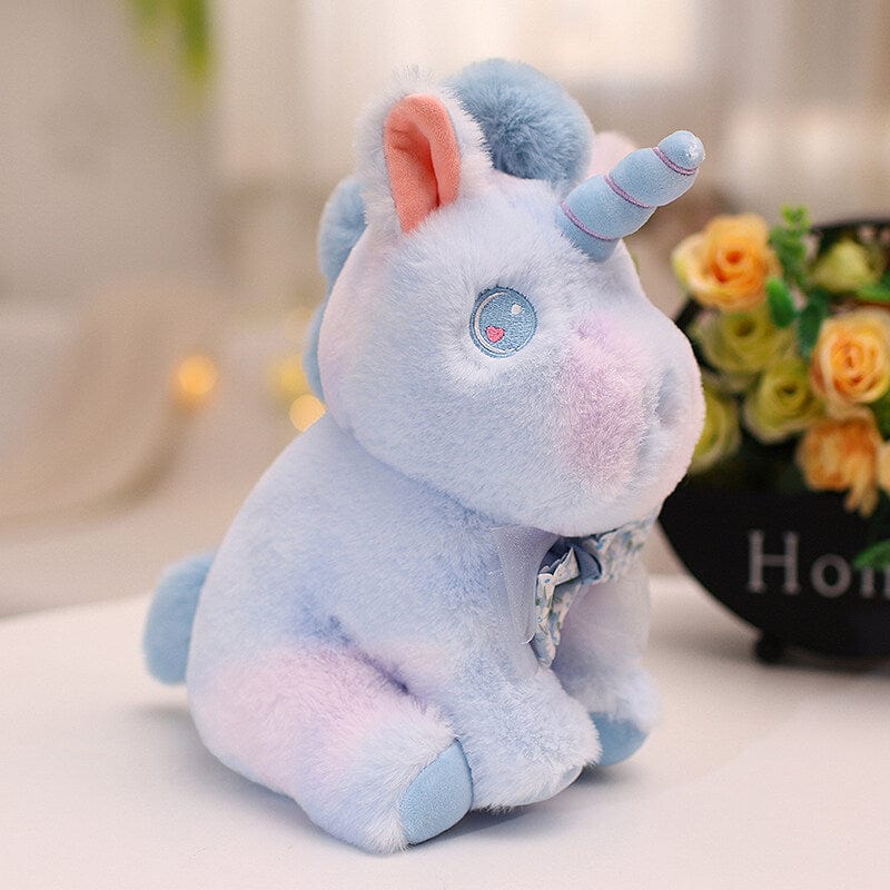 Peluche licorne douce pastel et arc en ciel Bleu / 25cm
