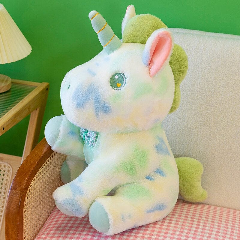 Peluche licorne douce pastel et arc en ciel Vert / 25cm