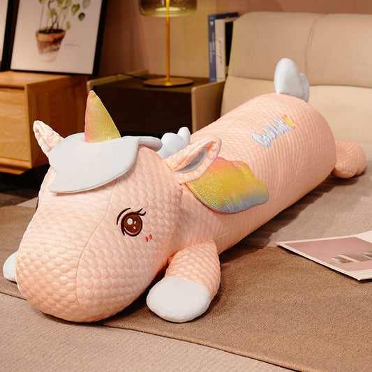 Peluche licorne géante en coussin doux et confortable Rose / 110cm