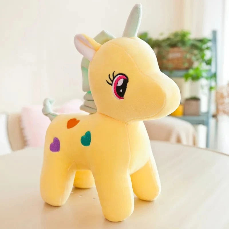 Peluche licorne multicolore avec des cœurs Jaune