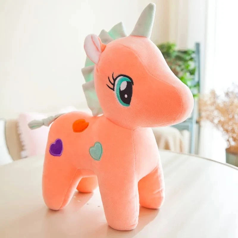 Peluche licorne multicolore avec des cœurs Rose