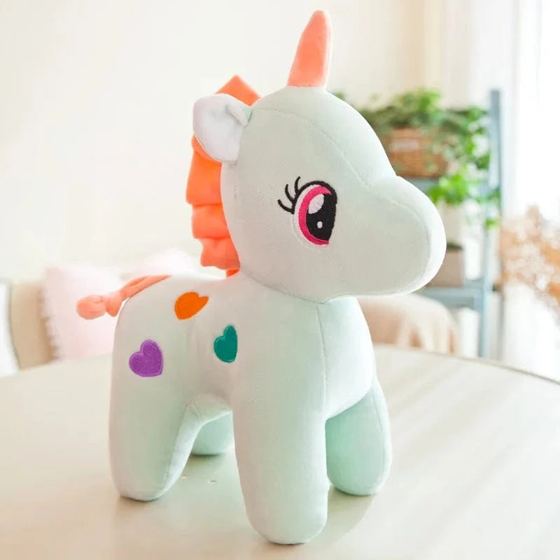 Peluche licorne multicolore avec des cœurs Vert