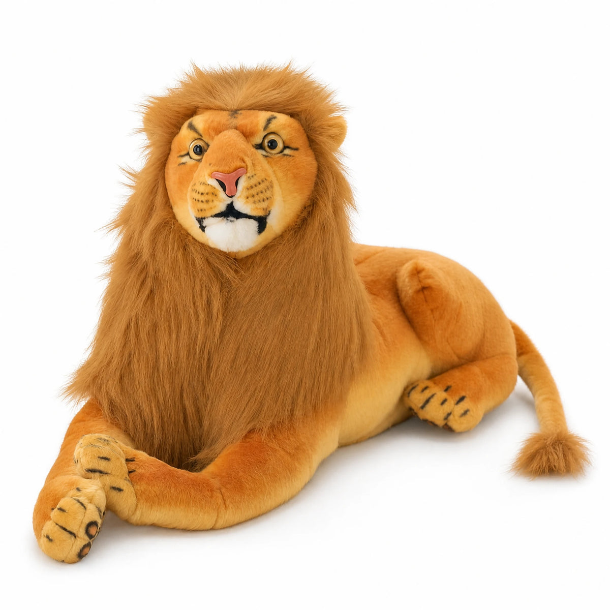 Peluche Lion Géant avec Crinière Moelleuse Majestueuse - Fond blanc