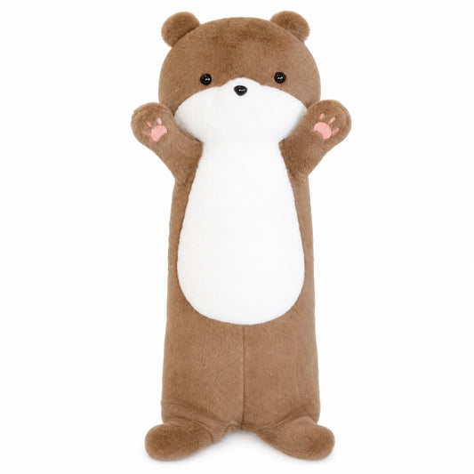 Peluche Loutre Géante Longue Bicolore à Ventre Blanc - Fond blanc