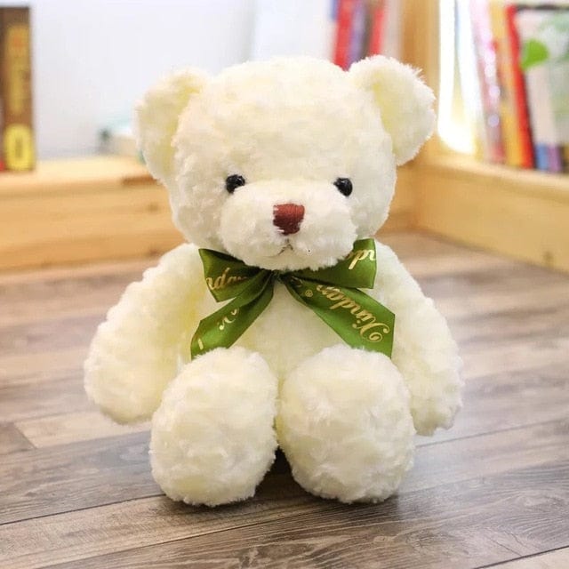 Peluche Nounours Crème 🎀 | Douceur Chic avec Ruban Vert 30 CM