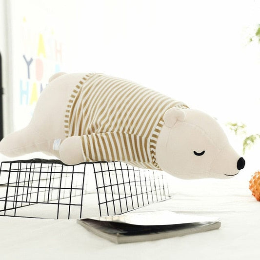 Peluche ours polaire en hibernation ultra moelleux