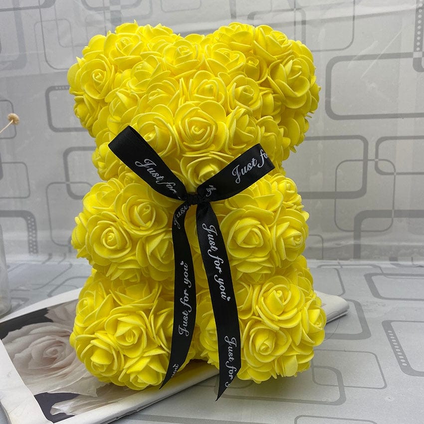 Peluche ourson en rose Saint-Valentin Jaune / Sans boîte