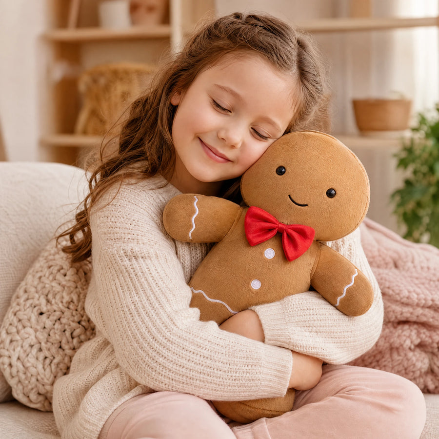 Peluche Pain d'Épice avec Nœud Rouge et Sourire Brodé - Utilisation du produit