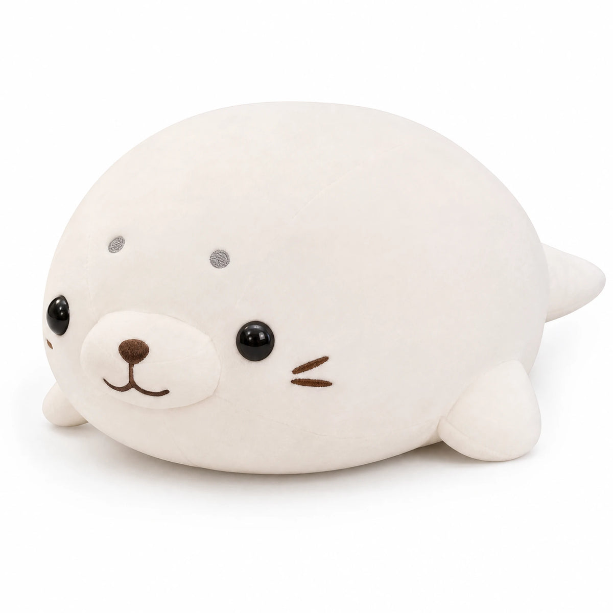Peluche Phoque Blanc Dodu au Clin d'Œil Brodé - Fond blanc