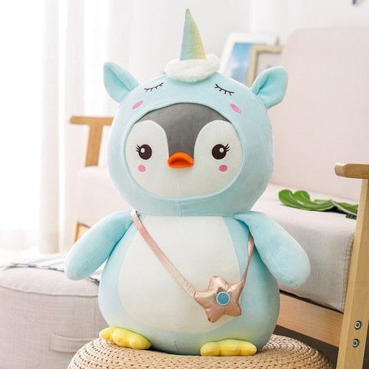 Peluche Pingouin Déguisement Licorne - Plopino™ 30 cm