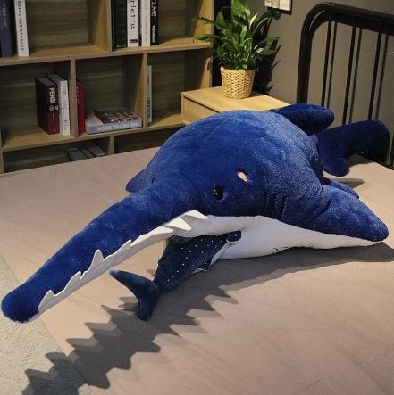 Peluche poisson scie géant plein de douceur Bleu / 95 cm