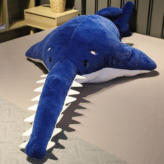Peluche poisson scie géant plein de douceur Bleu / 95 cm