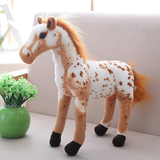 Peluche poney beige tacheté