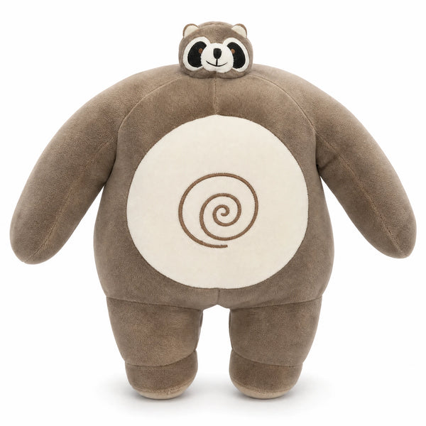 Peluche Raton Laveur aux Longs Bras Musclés - Fond blanc