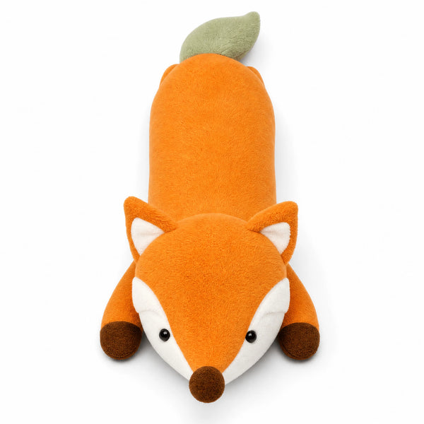 Peluche Renard Géant Roux Allongé à Gros Museau - Fond blanc
