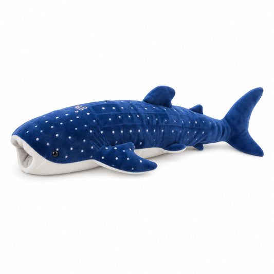 Peluche Requin Baleine Bleu à Points Blancs XXL - Fond blanc