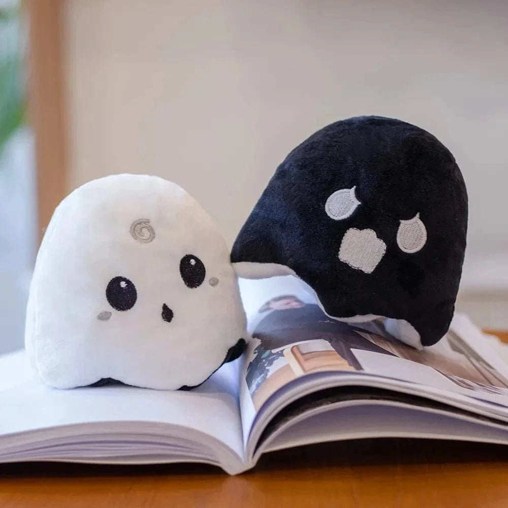 Peluche réversible fantômes d’halloween Noir/Blanc / 13cm