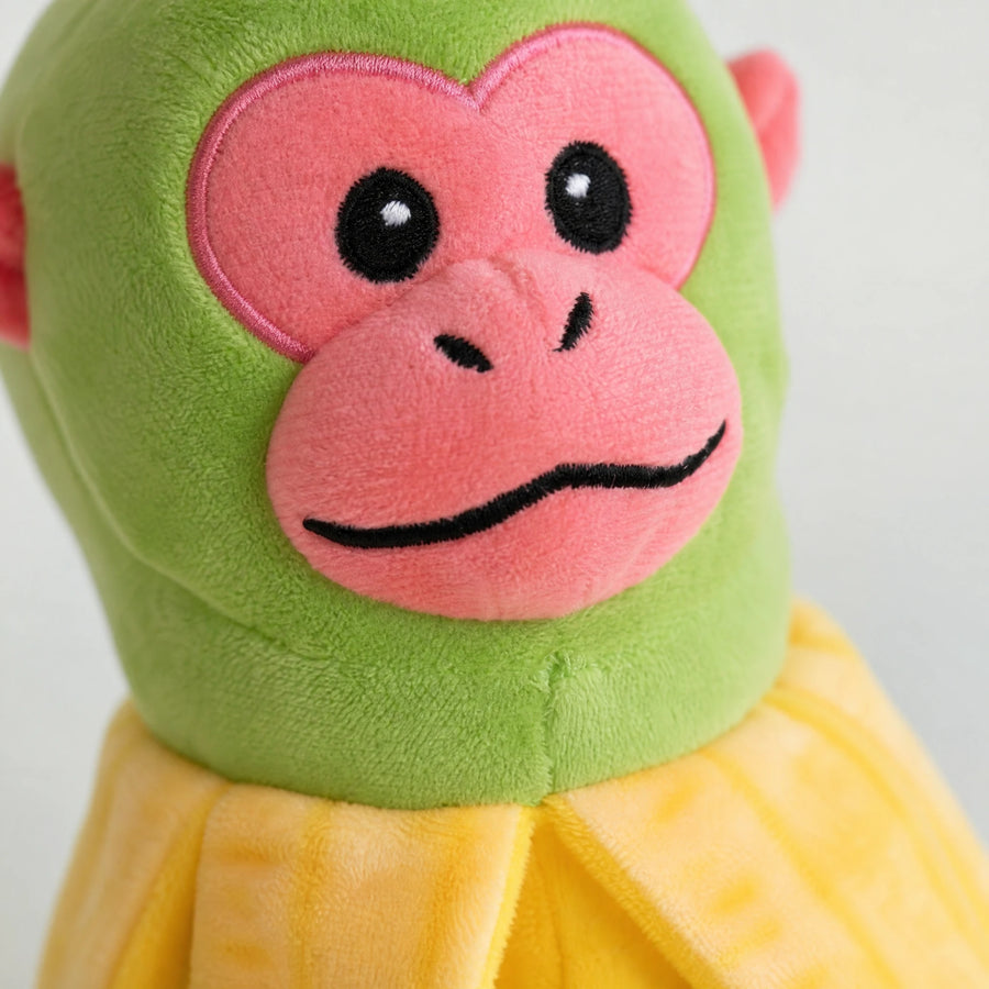 Peluche Singe Banane – Personnage Bananini Vert et Jaune - Détail matière