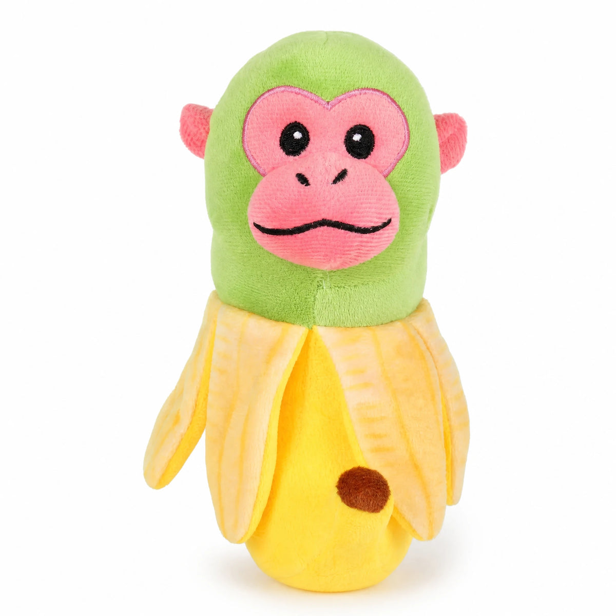 Peluche Singe Banane – Personnage Bananini Vert et Jaune - Fond blanc