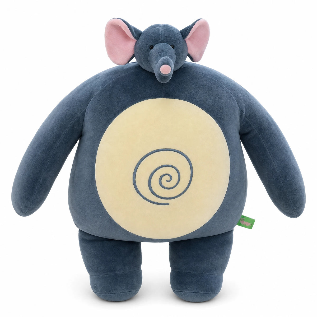 Peluche Souris Géante Bodybuildée Gris et Crème - Fond blanc