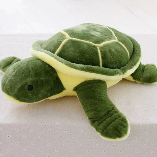 Peluche tortue douce verte et jaune